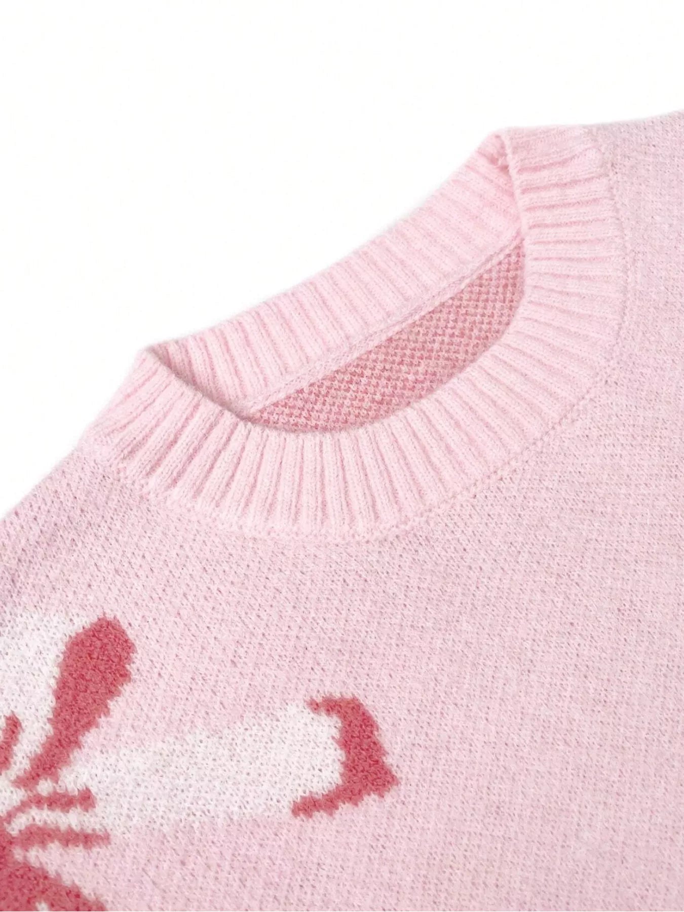 Bow Round Neck Dropped Shoulder Sweater