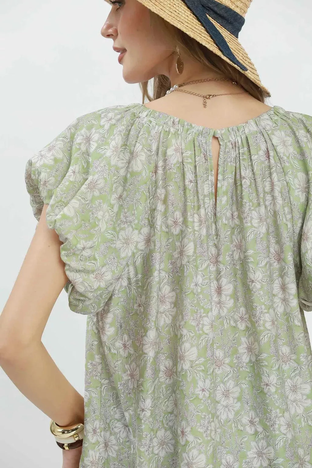 Umgee Floral Puff Sleeve Blouse