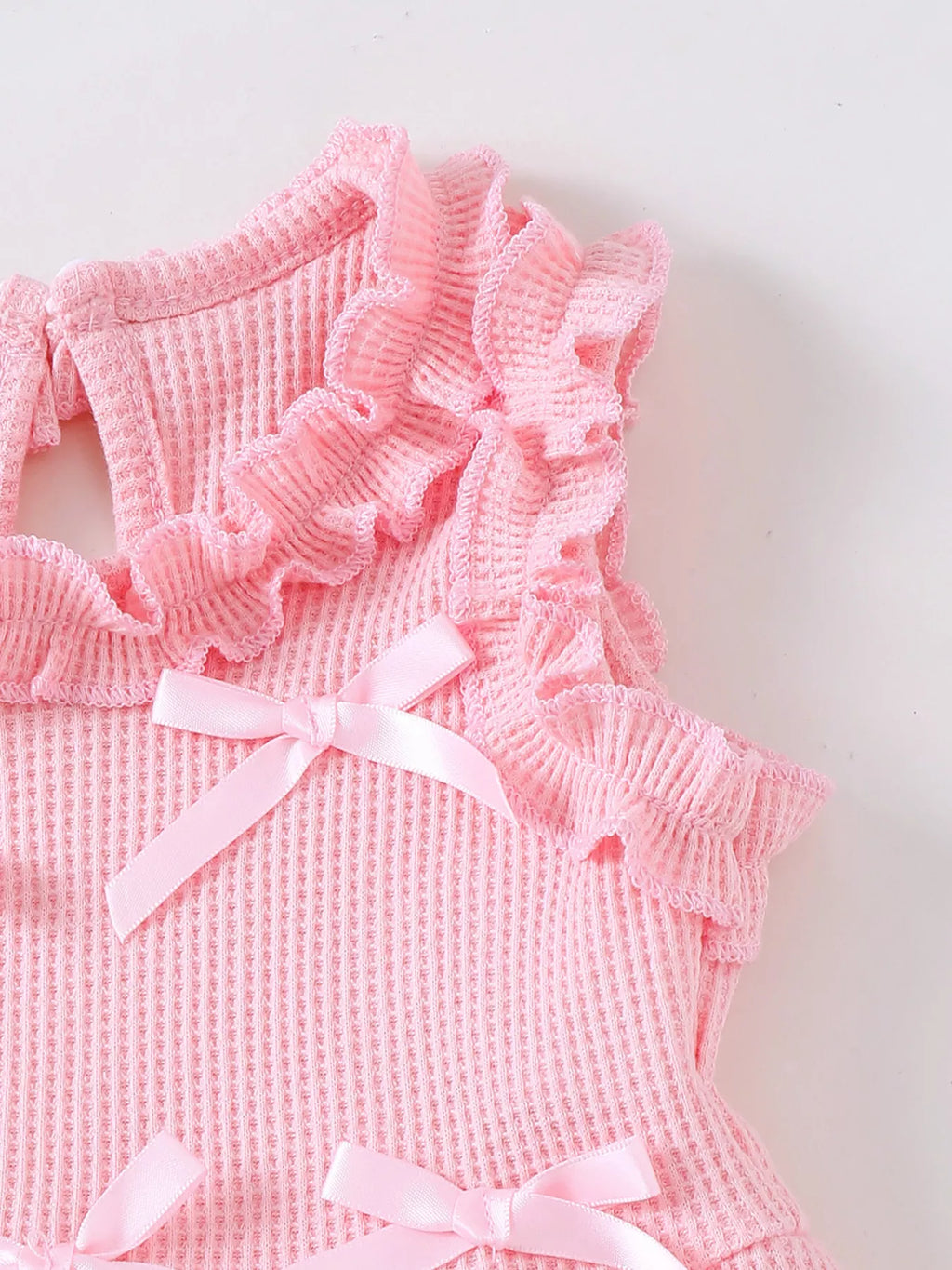 Children's Bow Waffle Knit Top and Pants Set