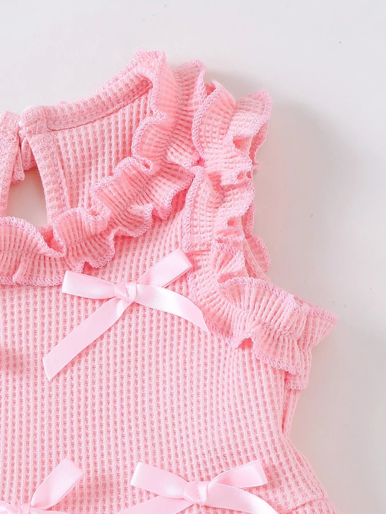 Children's Bow Waffle Knit Top and Pants Set