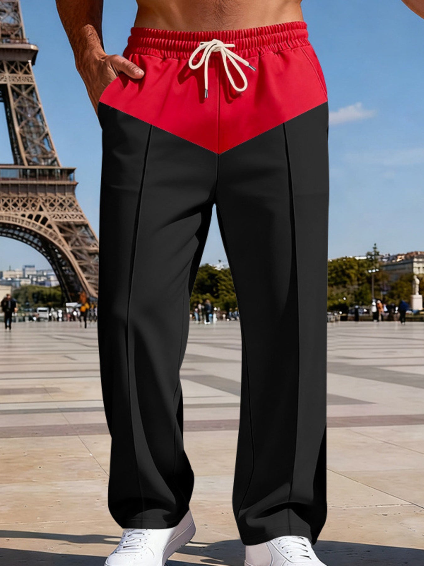 Men's Full Size Two-Tone Relaxed Fit Pants Plus Size