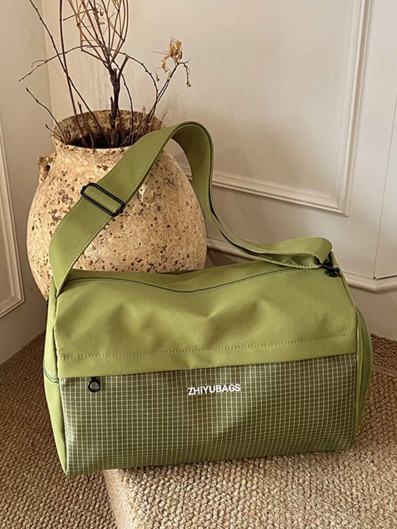 Plaid Oxford Cloth Travel Bag