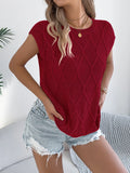 Round Neck Cap Sleeve Knit Top