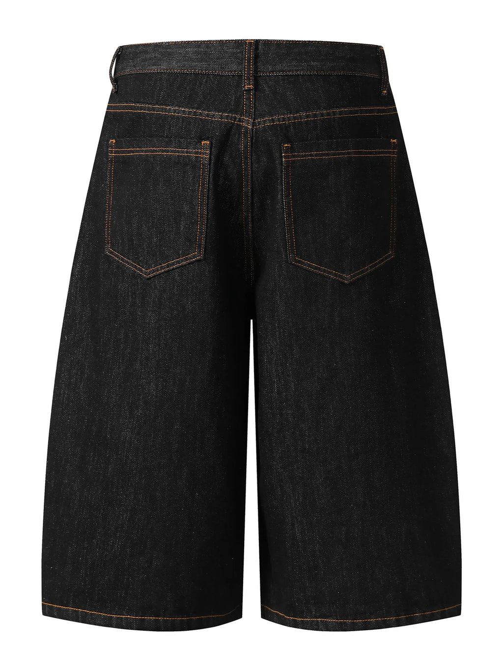 Men's Wide Leg Denim Shorts with Embroidered Pocket Detail
