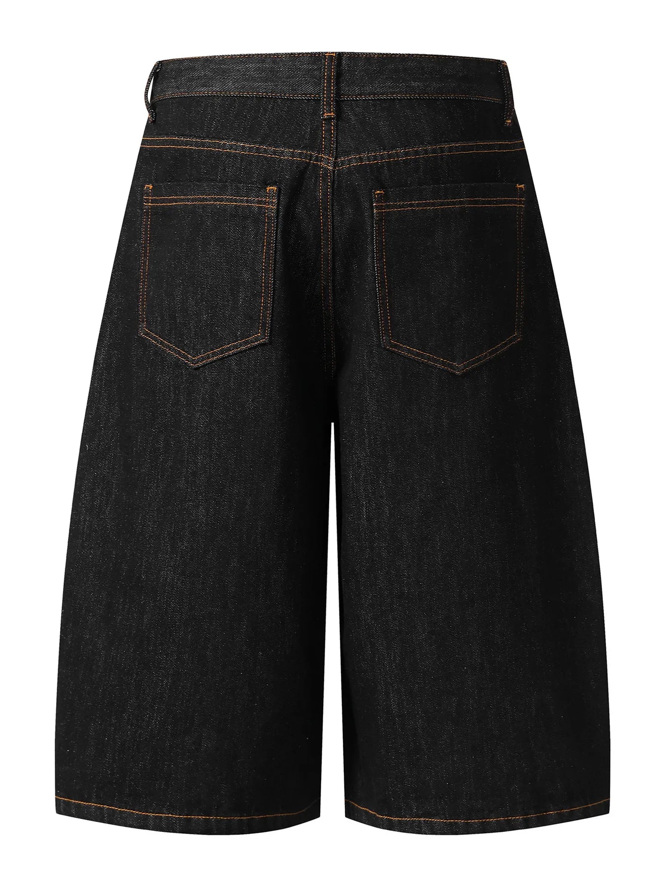 Men's Wide Leg Denim Shorts with Embroidered Pocket Detail