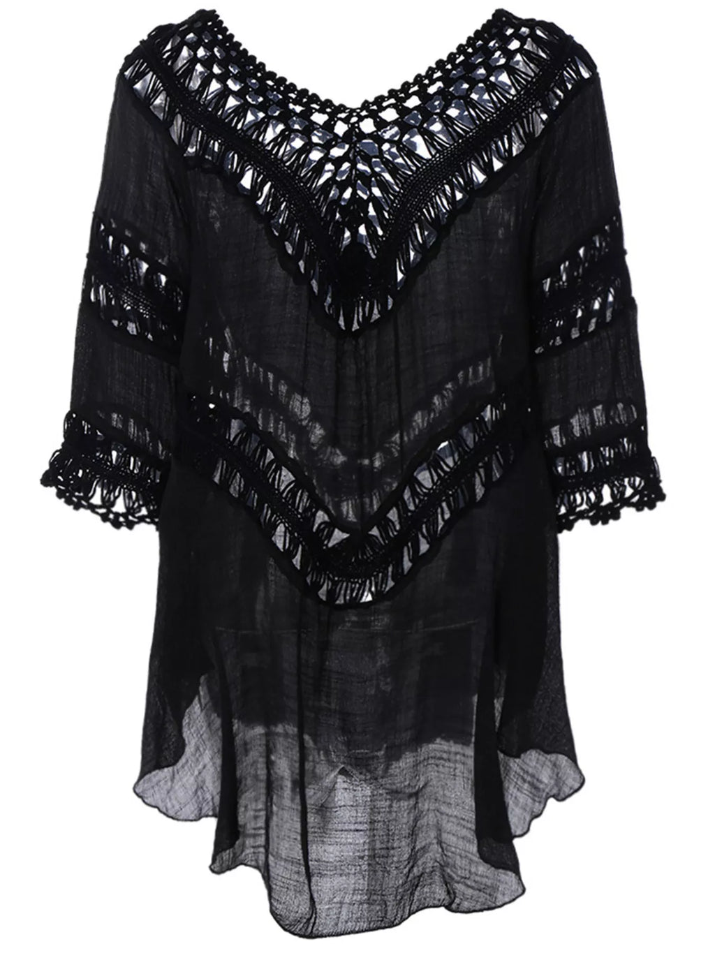 Crochet Trimmed Flowy Cover Up Dress
