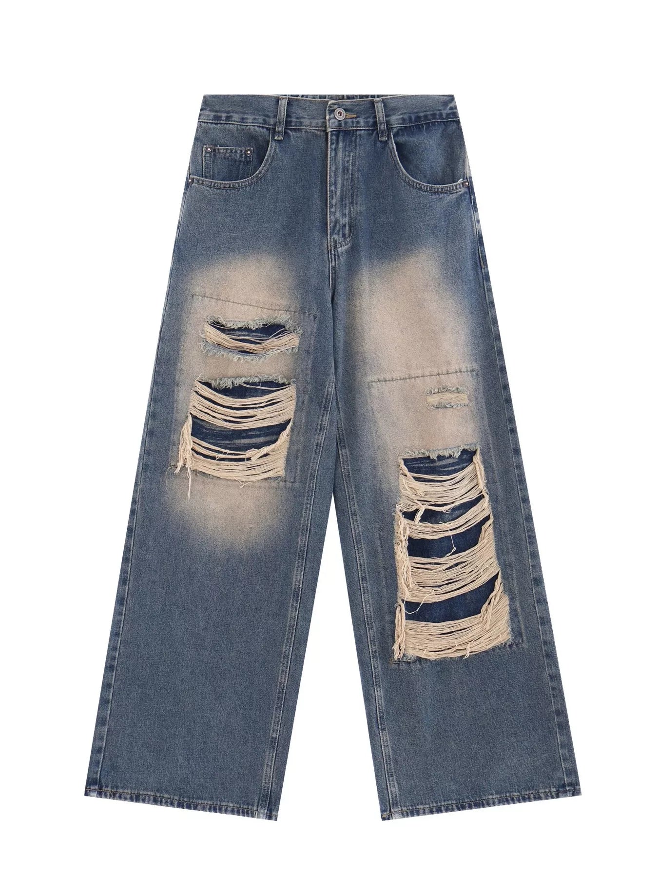 Men's Plus Size Distressed Wide Leg Jeans