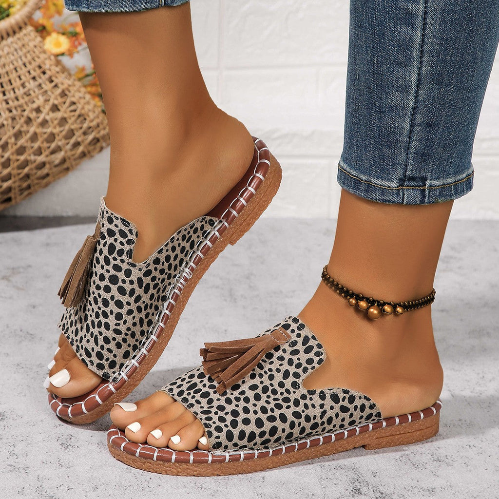 Tassel Detail Open Toe Sandals