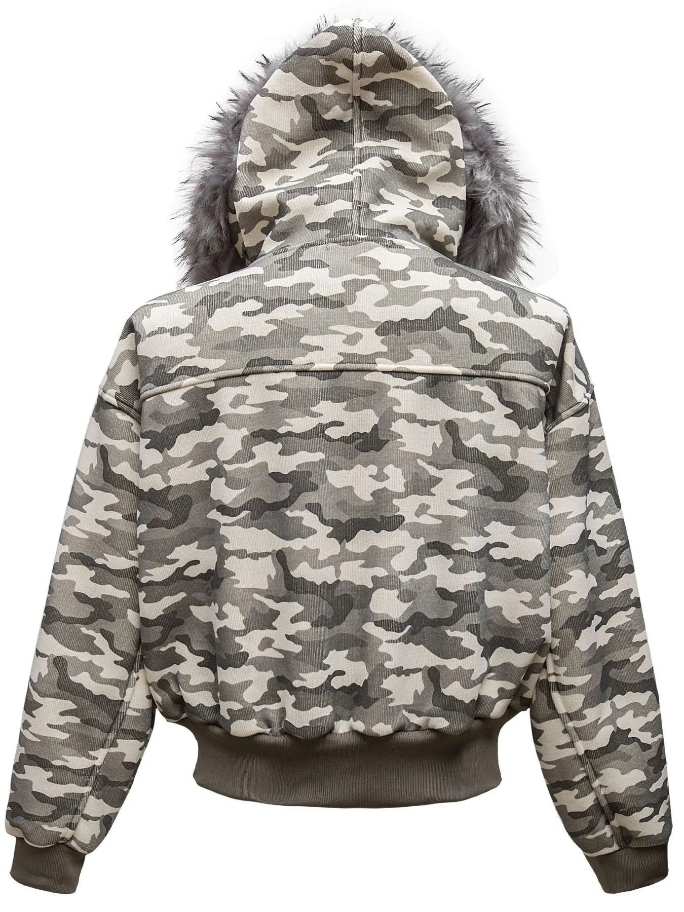 Men's Camouflage Faux Fur Hood Jacket