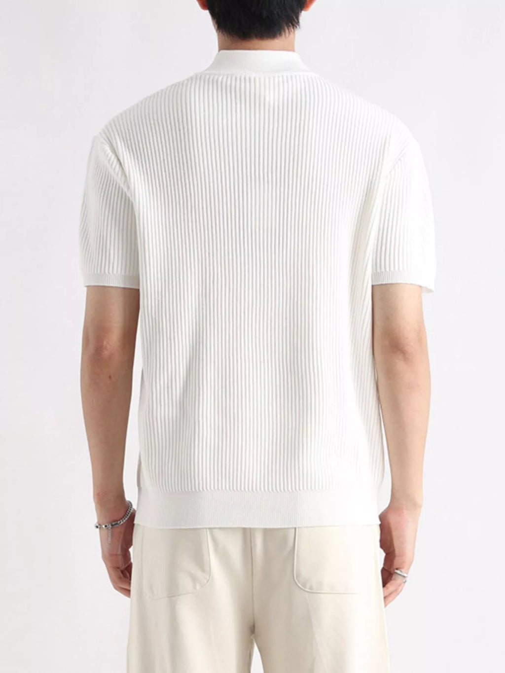 Men's Plus Size Ribbed Knit Mock Neck Short Sleeve T-Shirt