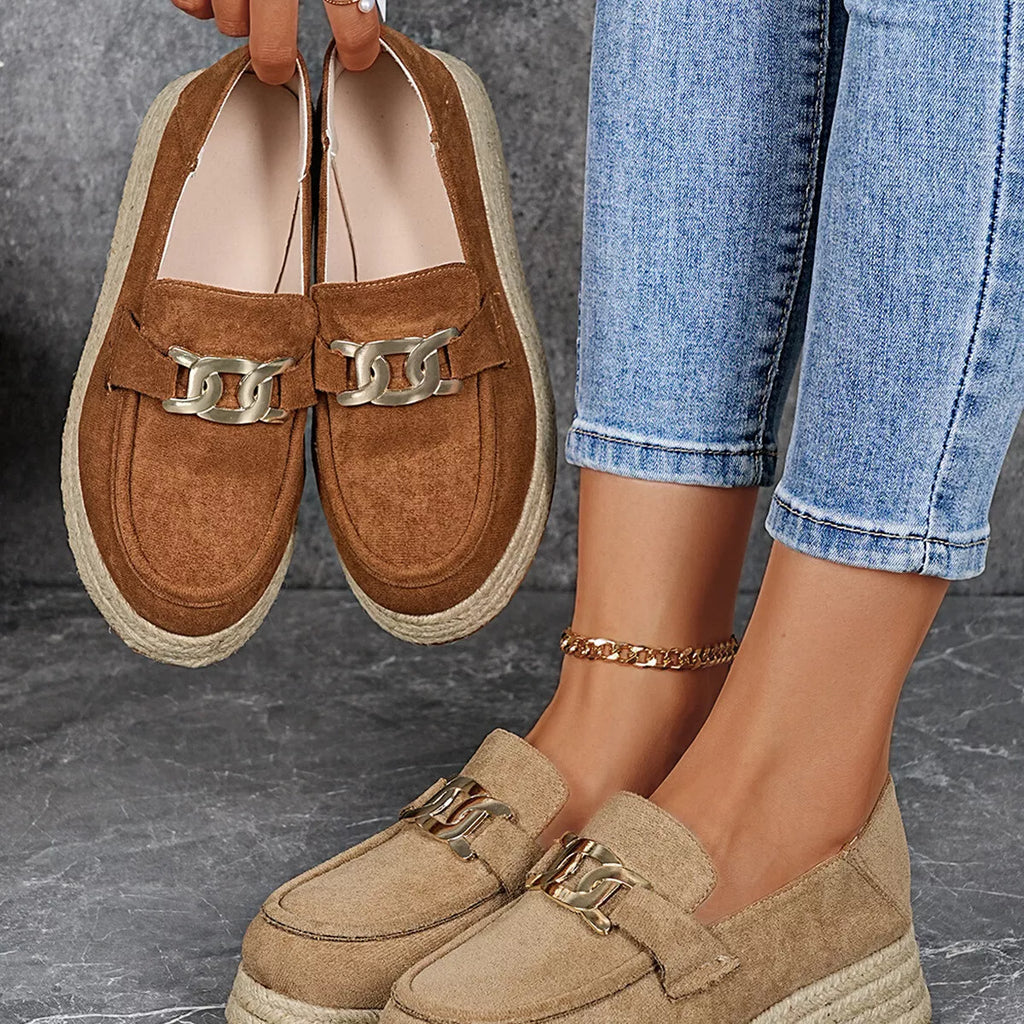 Round Toe Platform Slip-Ons