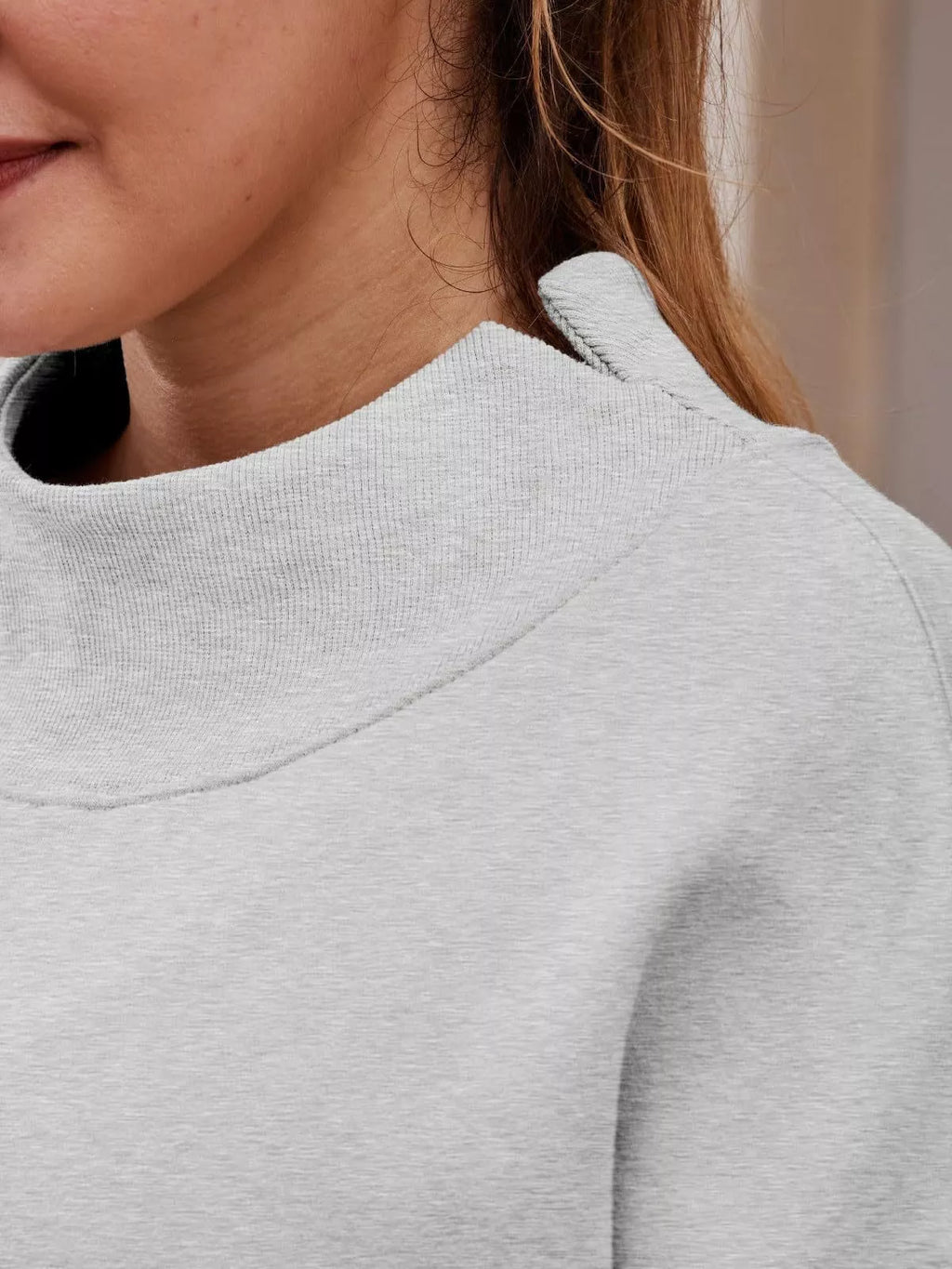 Mock Neck Dropped Shoulder Sweatshirt