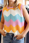 Round Neck Color Block Sweater Vest