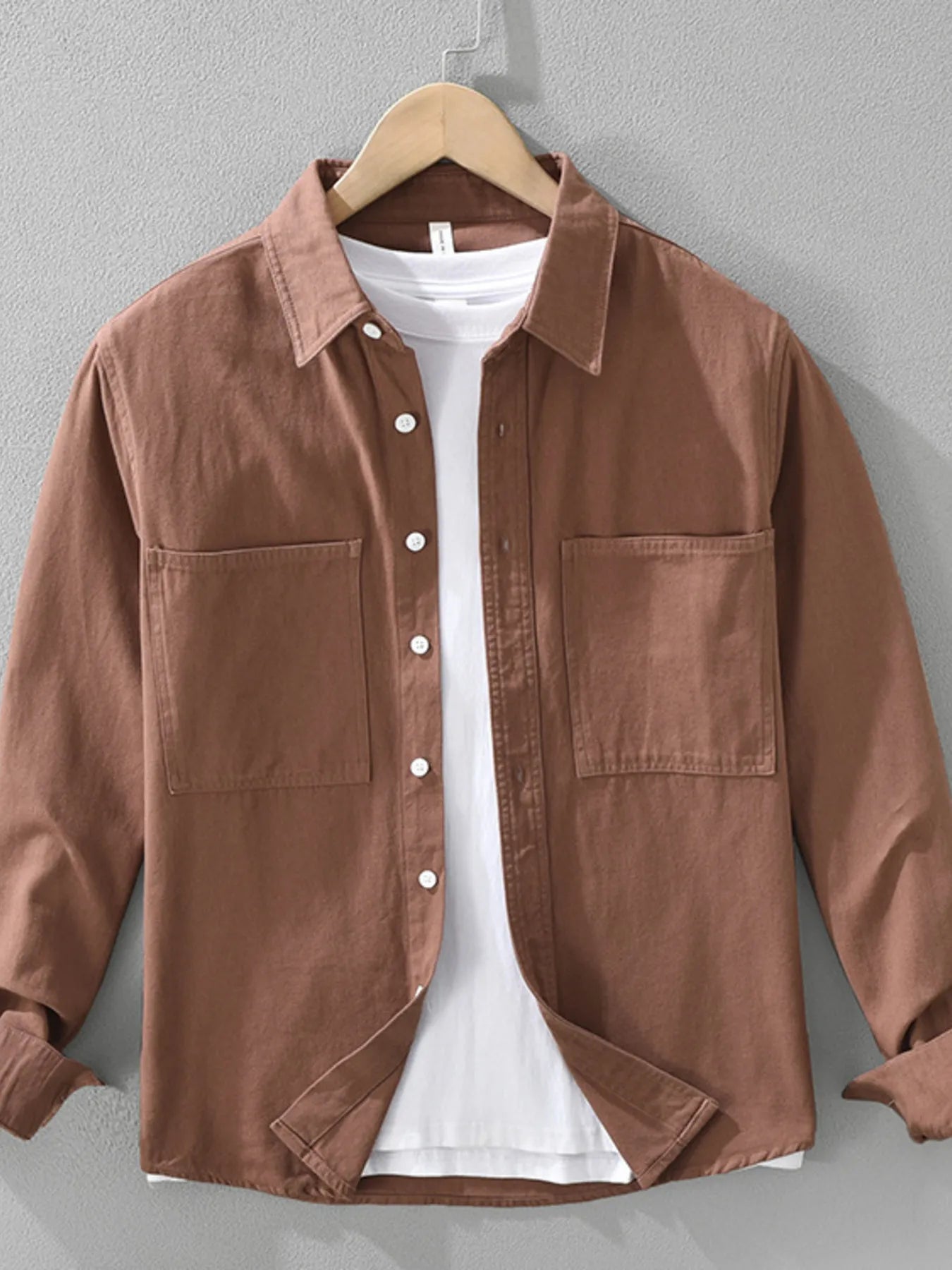 Men's Plus Size Button Detail Long Sleeve Shirt
