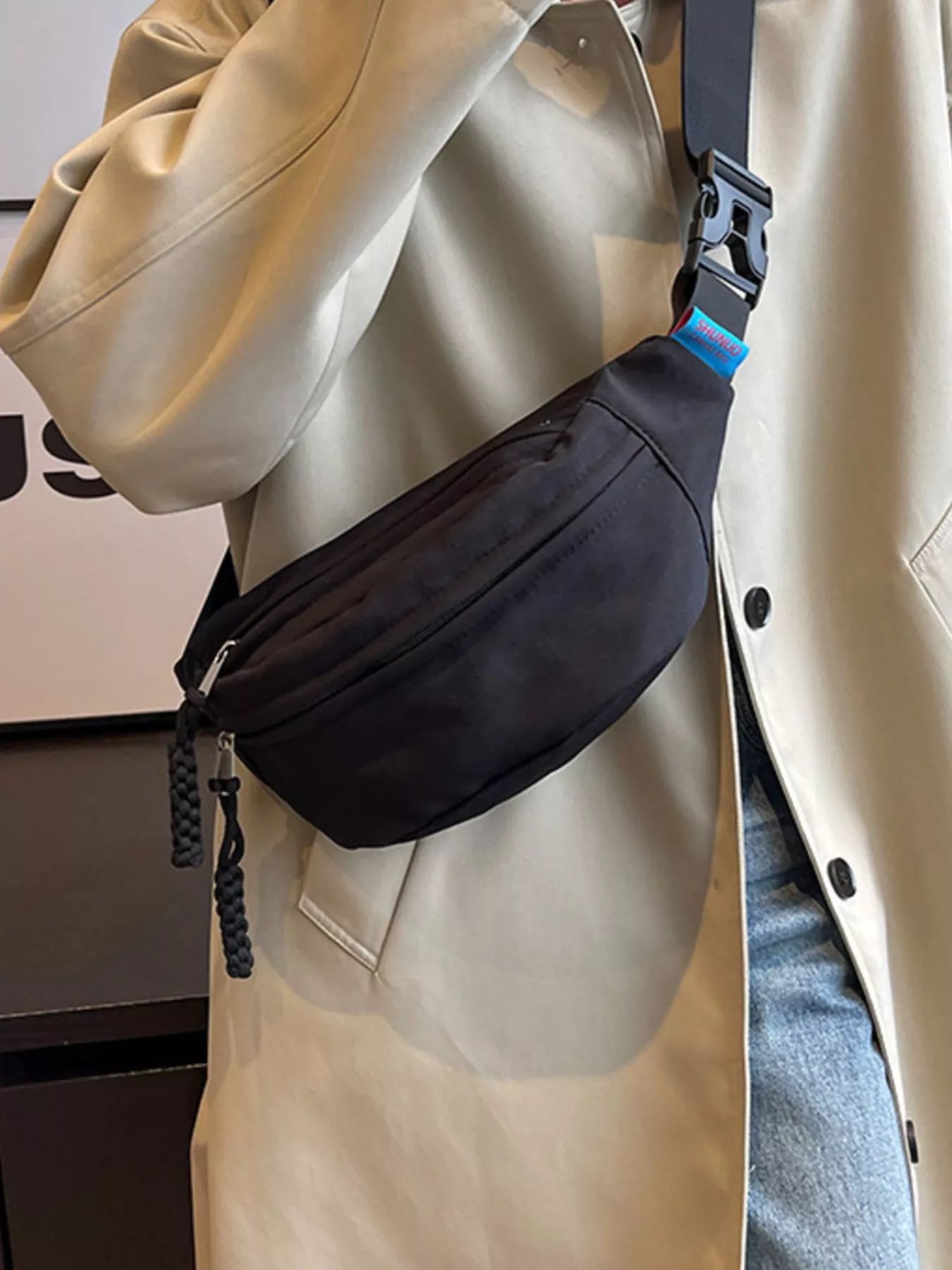 Lightweight Crossbody Bag with Tassel Detail