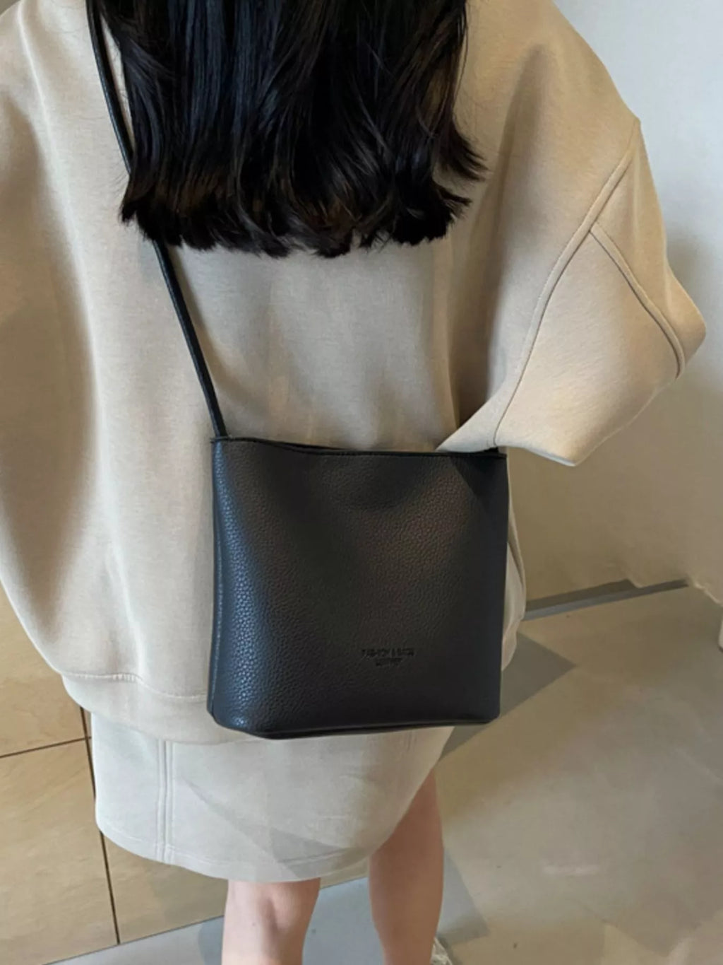 Leather Bucket Crossbody Bag