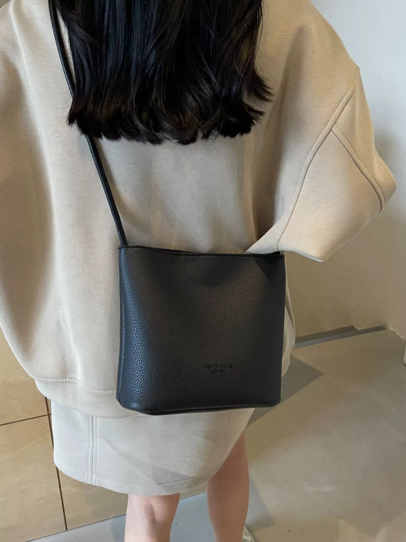 Leather Bucket Crossbody Bag