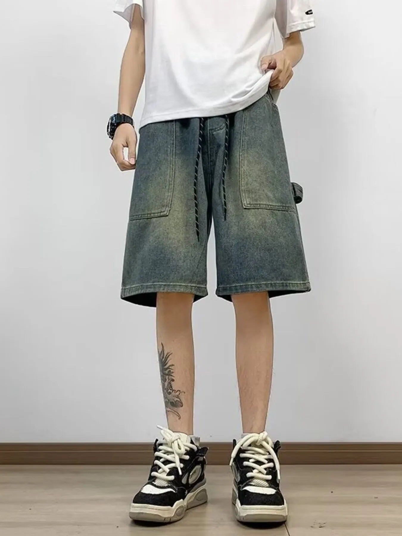 Men's Full Size Washed Loose Fit Denim Shorts Plus Size