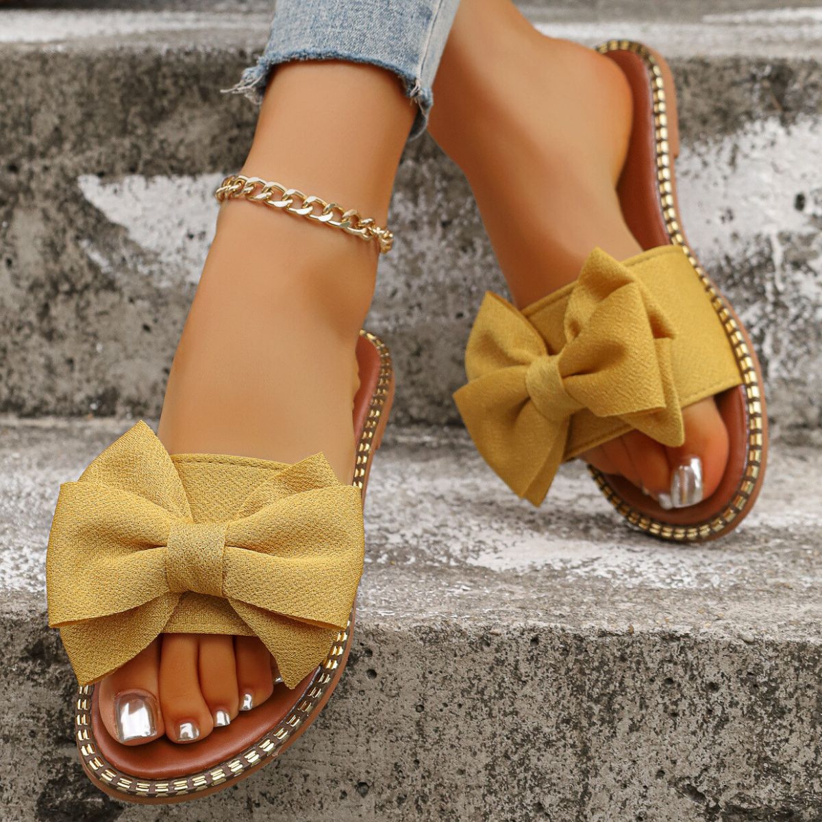 Bowknot Embellished Flat Sandals