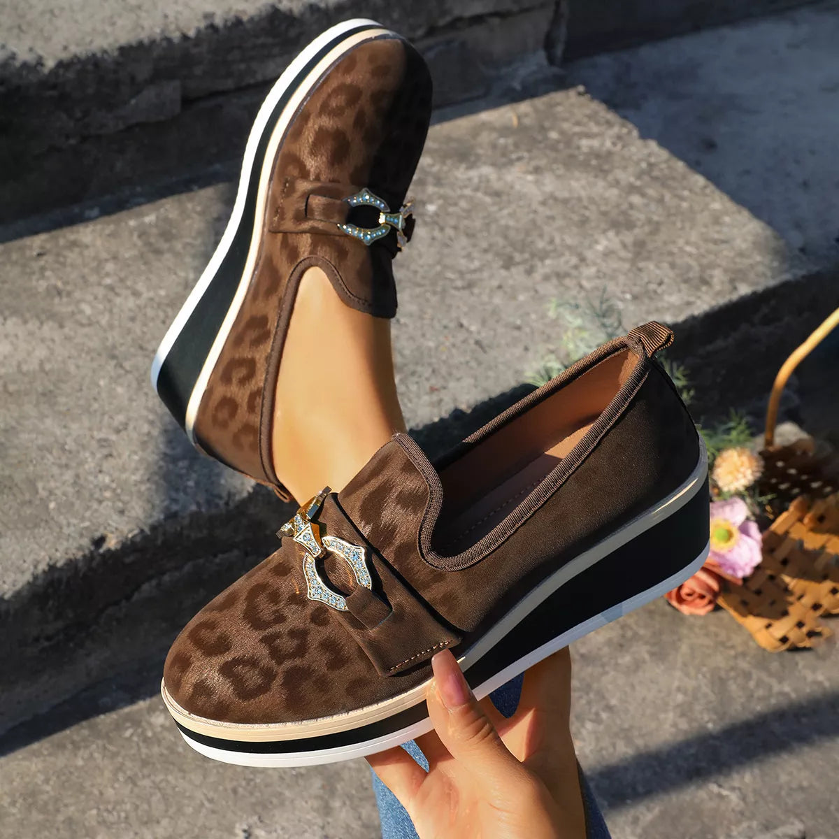 Leopard Print Wedge Loafers