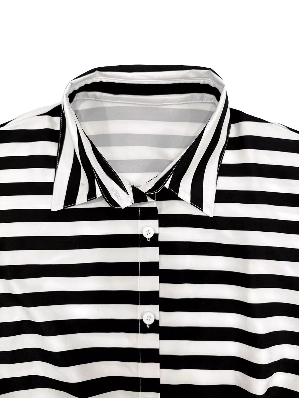 Striped Button-Up Belted Romper