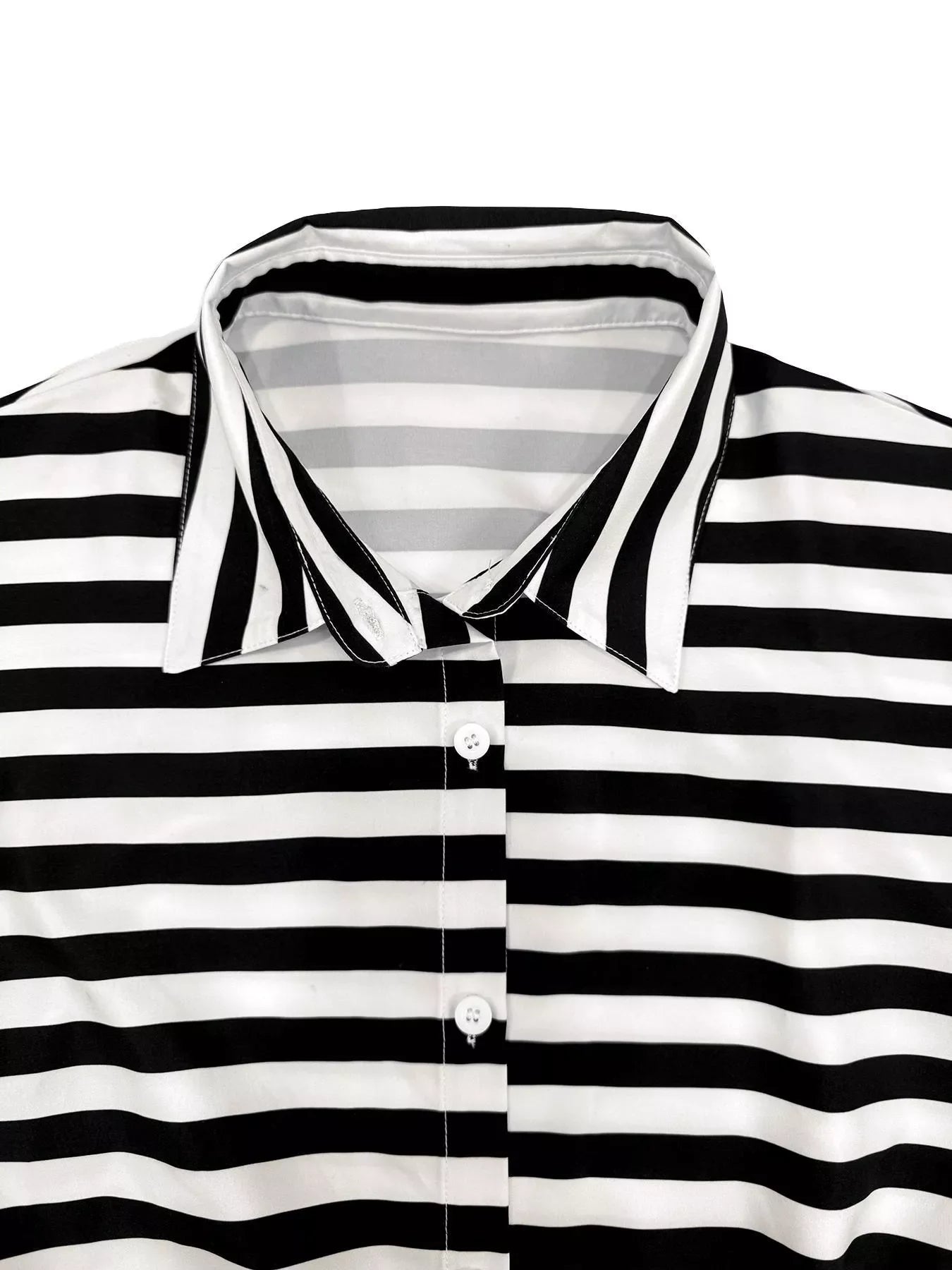 Striped Button-Up Belted Romper