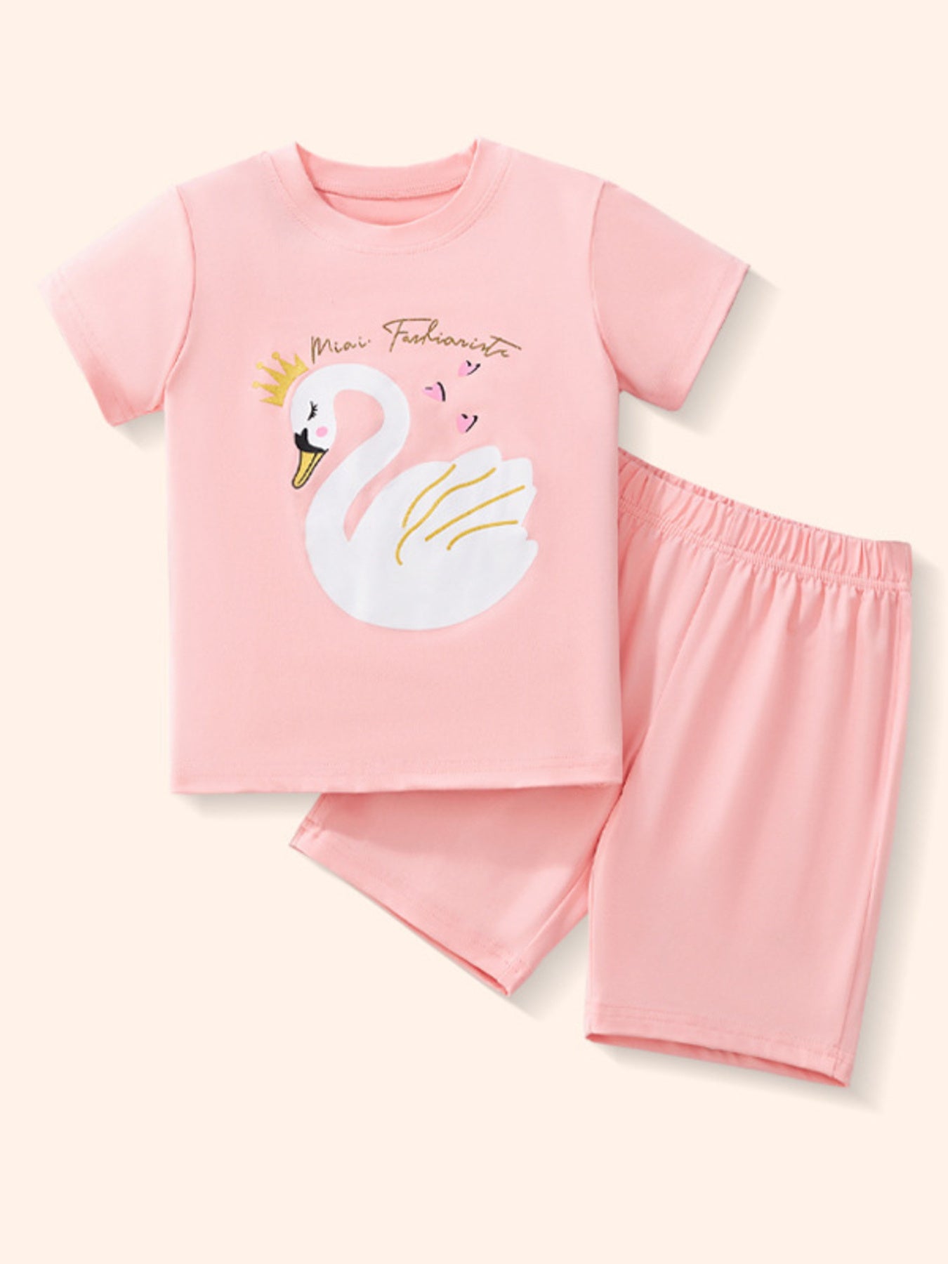 Children's Swan Short Sleeve Tee and Shorts Set