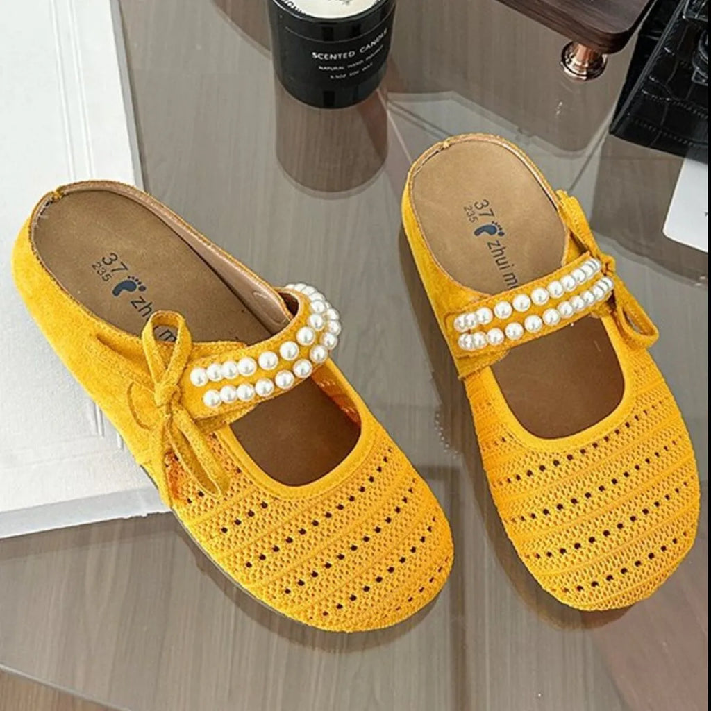 Hollow Out Round Toe Flat Slip-Ons