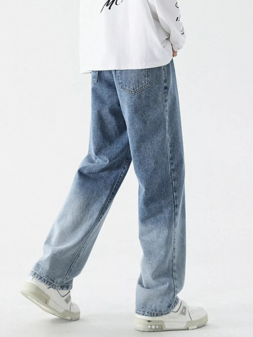 Men's Full Size Wide Leg Washed Jeans Plus Size