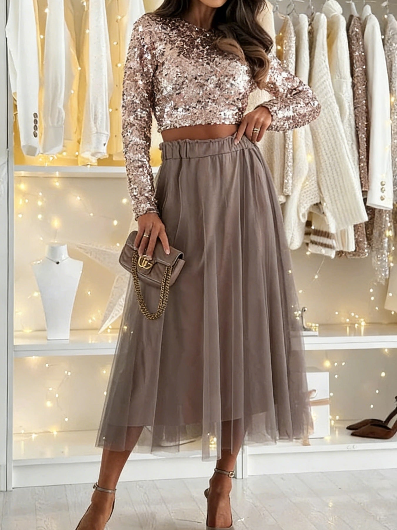 Tulle A-Line Midi Skirt