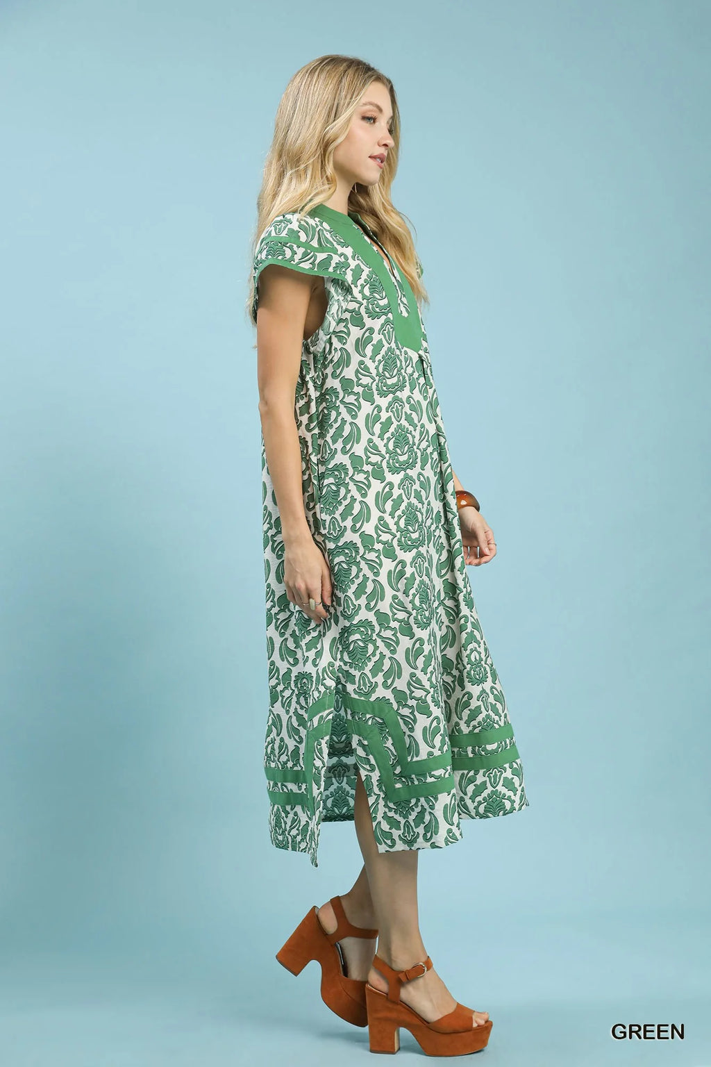 Umgee Abstract Two Tone Print Midi Dress