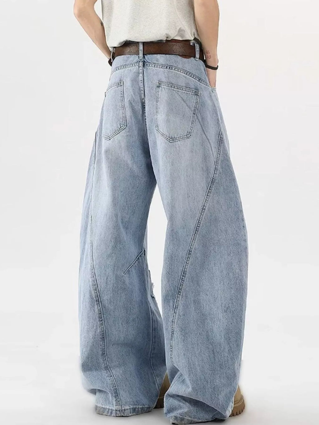 Men's Plus Size Distressed Wide Leg Jeans
