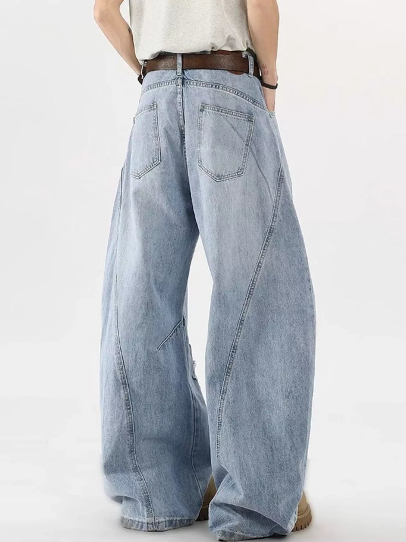 Men's Plus Size Distressed Wide Leg Jeans