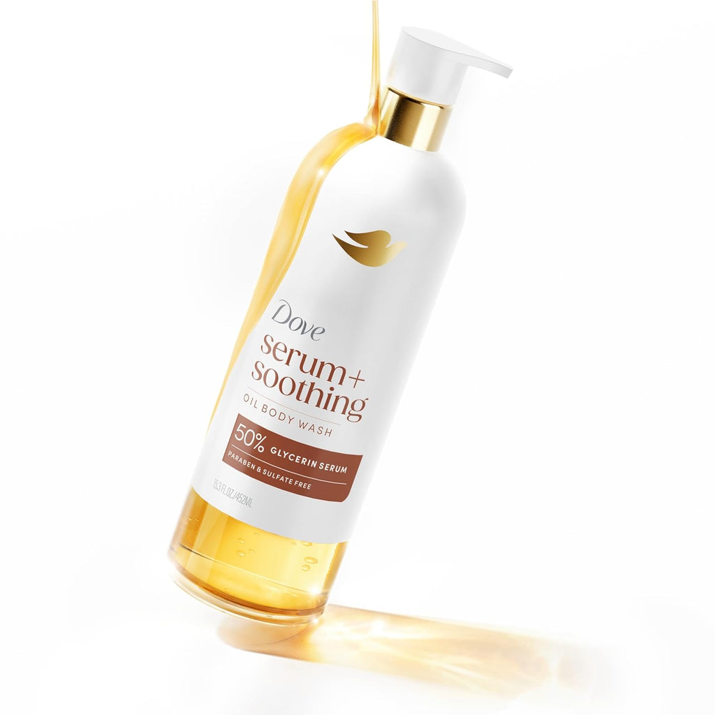 Dove Almond Oil & Sandal Wood Oil Body Wash Serum + Soothing For Women for Hydrated & Repaired Skin 15.3 fl oz