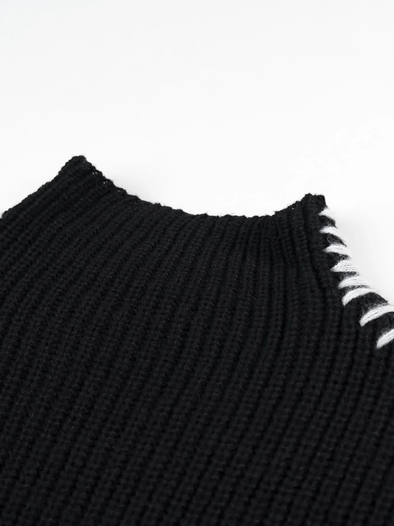 Contrast Mock Neck Long Sleeve Sweater