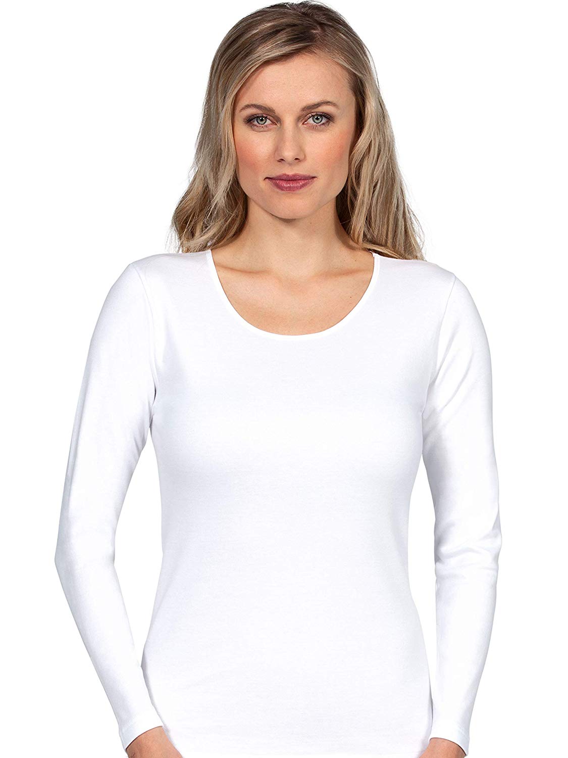 MaRe Premium Quality 100% Brushed Cotton Women's Long Sleeve T-Shirt S - XXL Made in Italy (572)