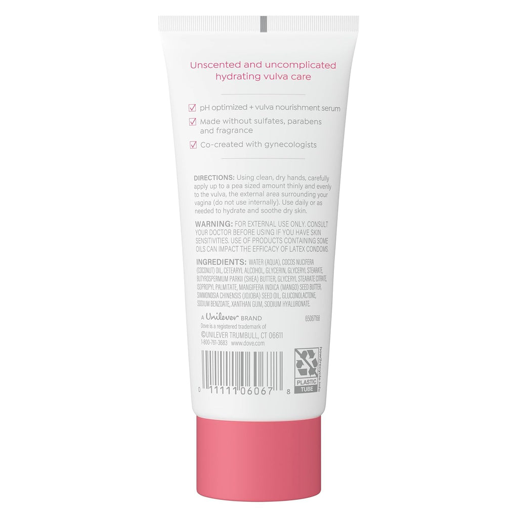 Dove Ultra Gentle Unscented Vulva Balm for Women - Hydrates Dry Intimate Skin-Perfect for Menopause, 3 oz