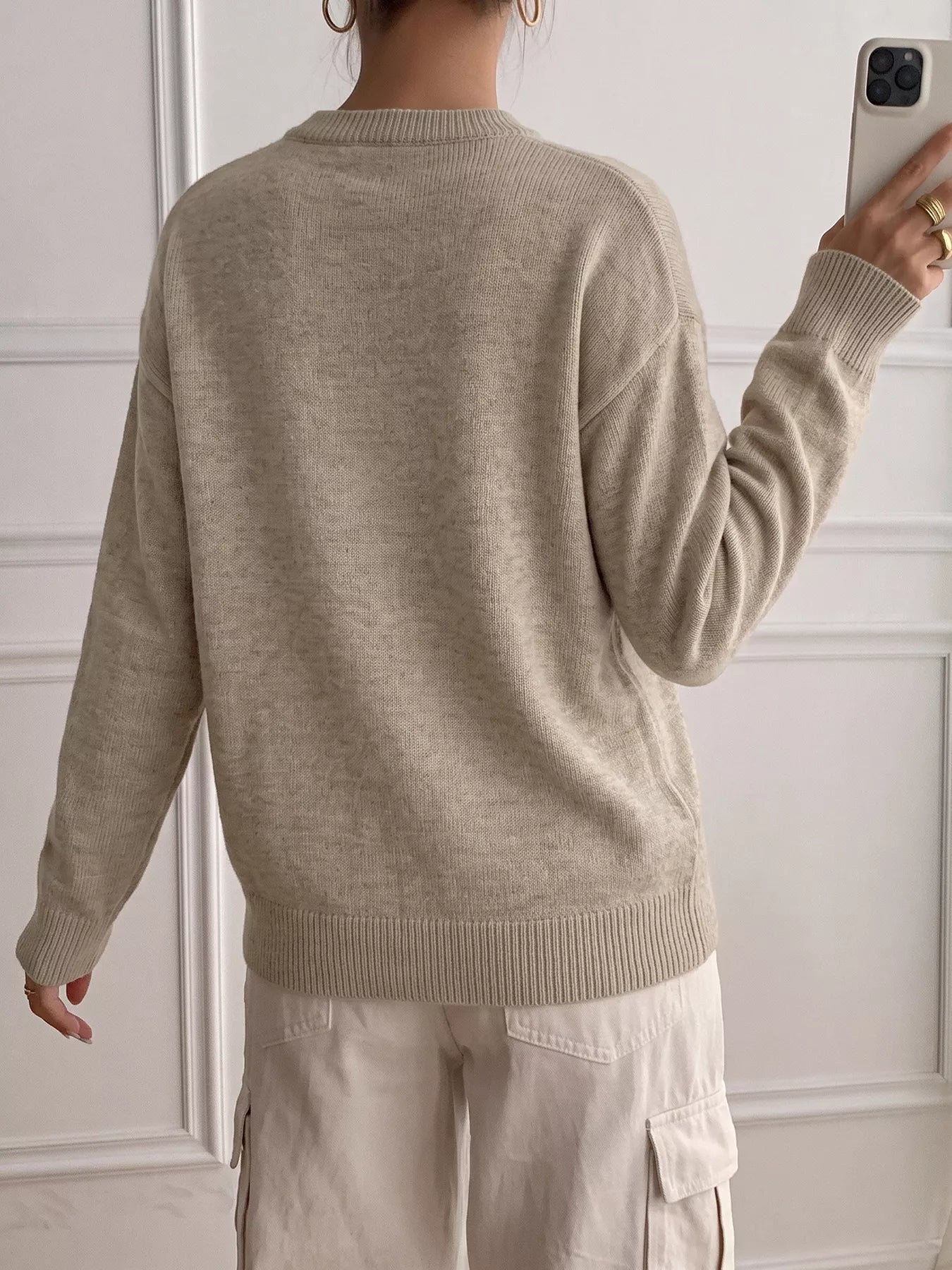 Dropped Shoulder Long Sleeve Sweater
