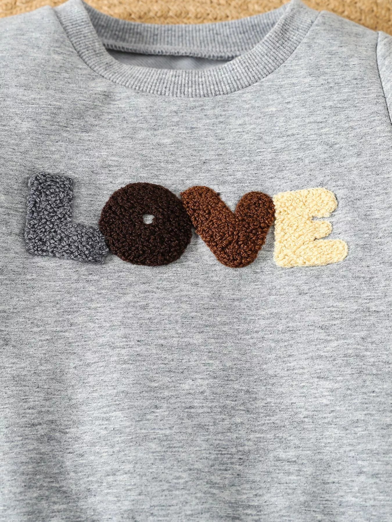 Children's Letter Round Neck Top and Pants Set