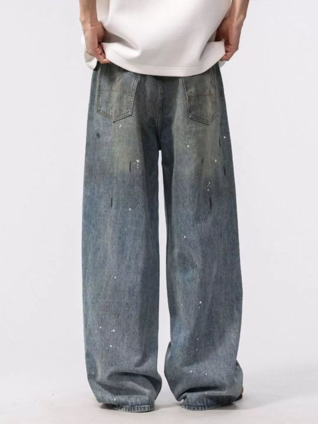 Men's Wide Leg Washed Jeans