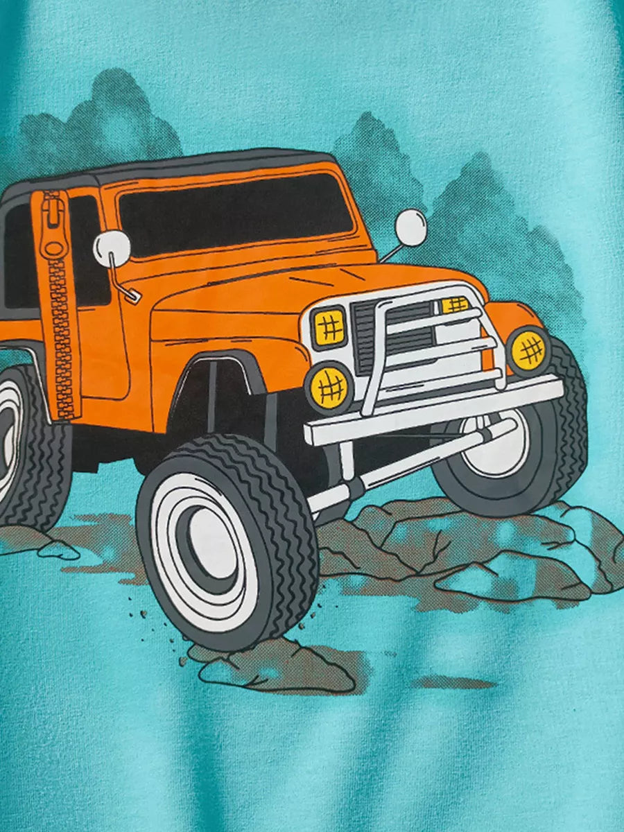 Children's Jeep Graphic Round Neck T-Shirt