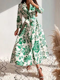 Printed Tie Waist Shirt Dress