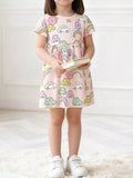 Children's Cute Cartoon Car Print Casual Dress