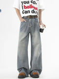 Men's Plus Size Washed Wide Leg Jeans