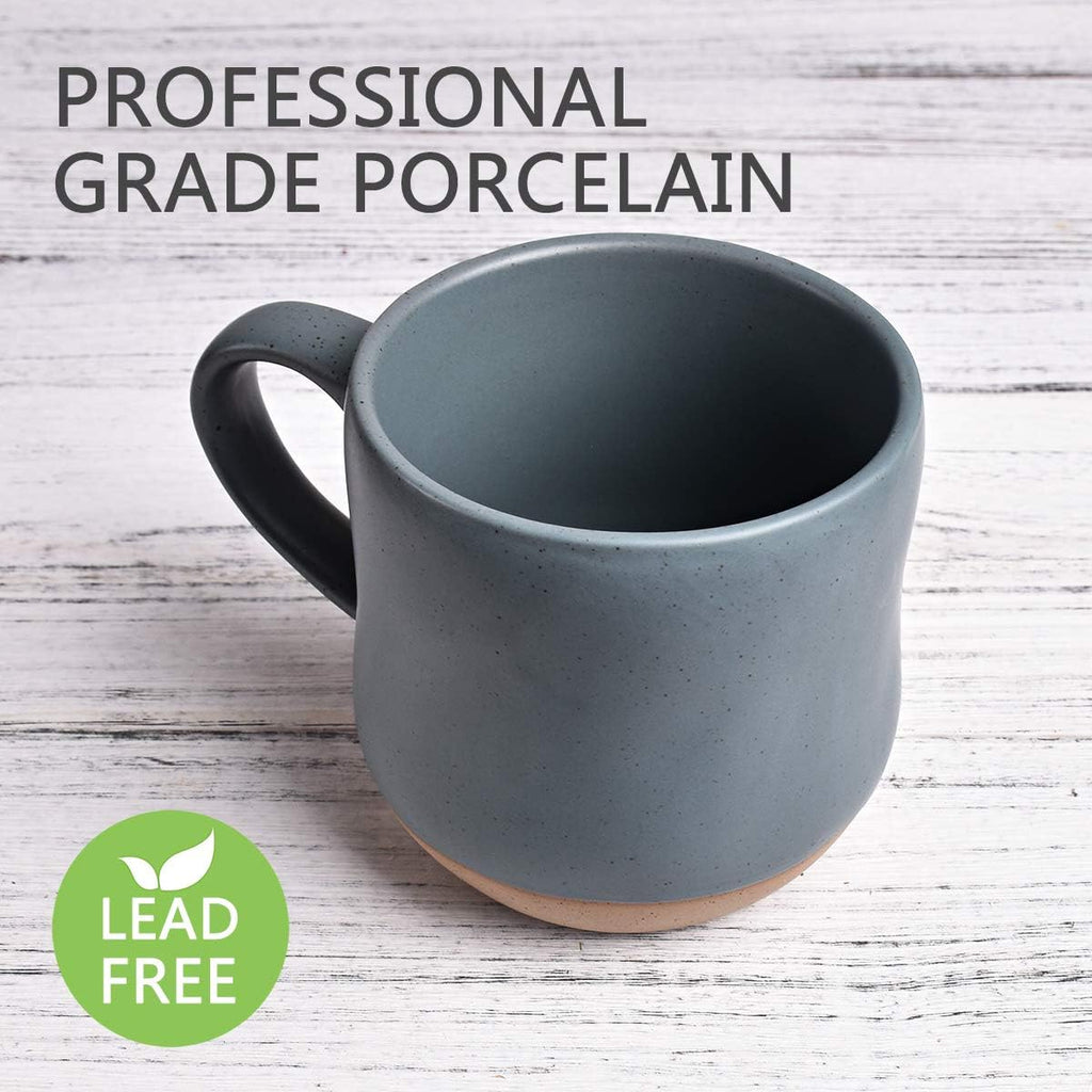 Bosmarlin Large Stoneware Speckled Coffee Mugs Set of 2, Big Tea Cup, 17 Oz, Dishwasher and Microwave Safe