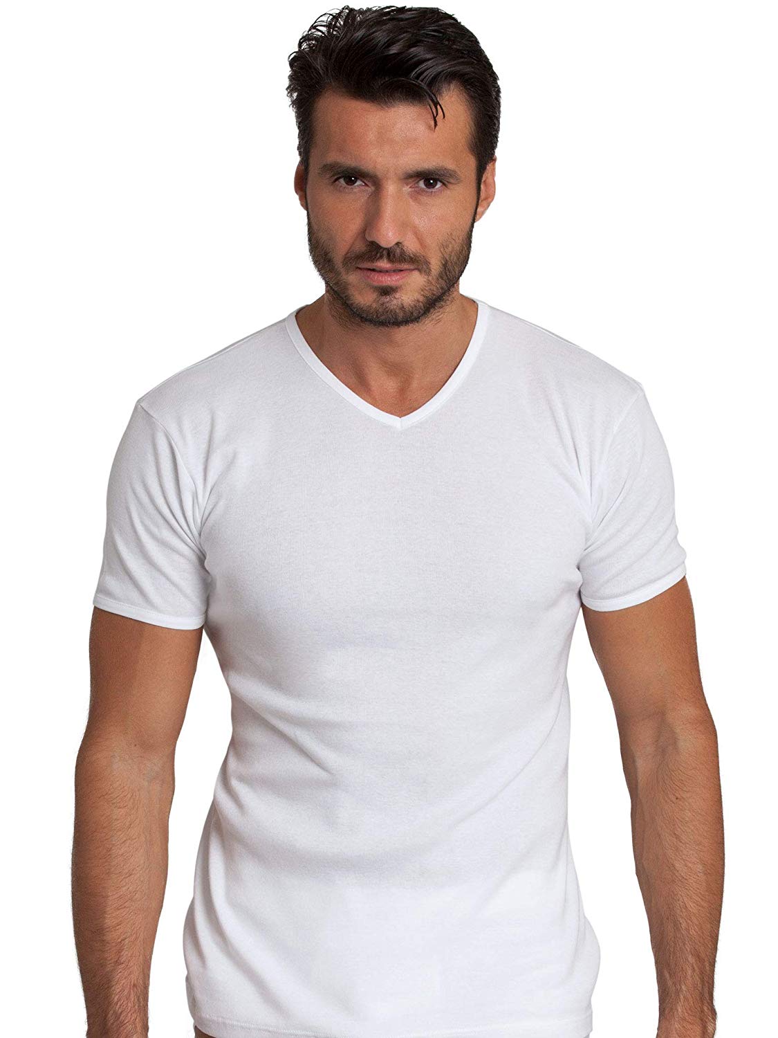 BASIC COTTON Free Spirit Premium Quality Cotton Men's V - Neck T-Shirt Proudly Made in Italy (985)