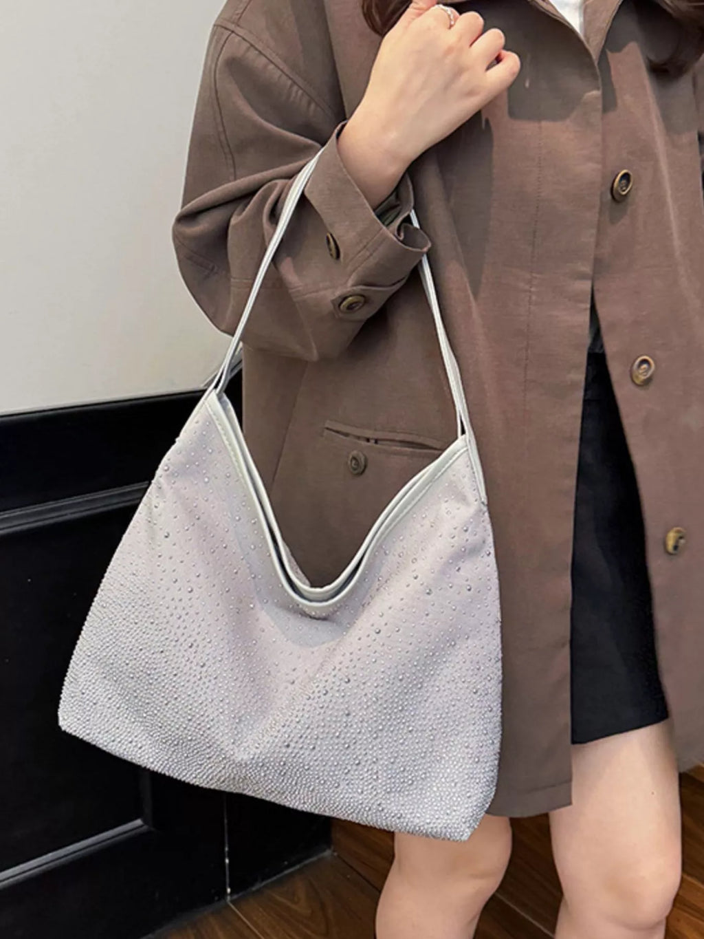 Sparkling Rhinestone Hobo Shoulder Bag