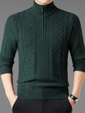 Men's Plus Size Cable Knit Quarter-Zip Sweater