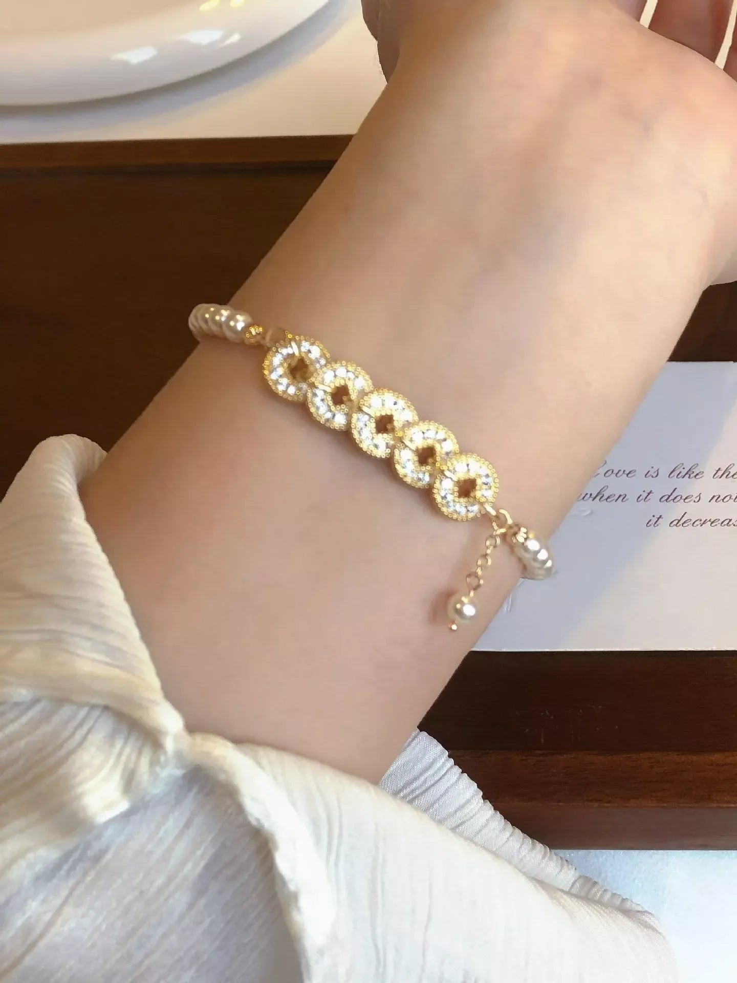 18K Gold-Plated Pearl Coin Bracelet