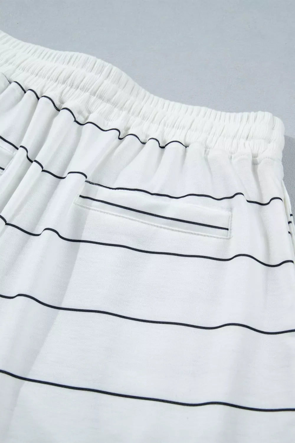 Stripe Half Sleeve Tee and Drawstring Shorts Set